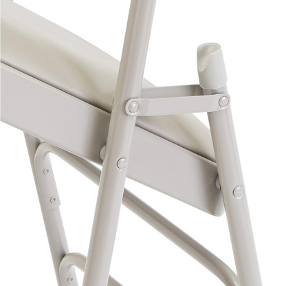 NPS® 1300 Series Premium Vinyl Upholstered Triple Brace Double Hinge Folding Chair, Warm Grey (Pack of 4)