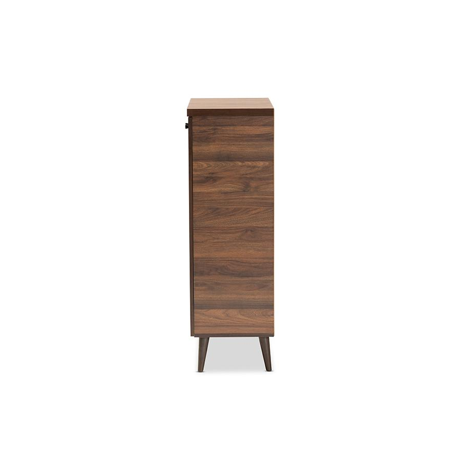 Baxton Studio Salma Modern and Contemporary Walnut Brown Finished Wood 2-Door Shoe Storage Cabinet
