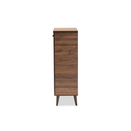Baxton Studio Salma Modern and Contemporary Walnut Brown Finished Wood 2-Door Shoe Storage Cabinet