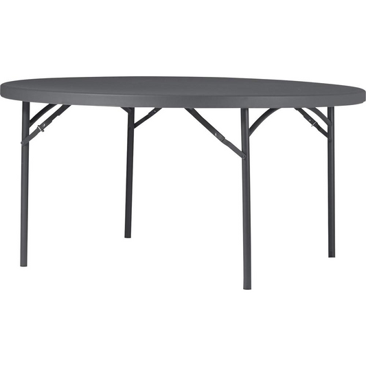 Dorel Zown Commercial Round Blow Mold Fold Table - For - Table TopRound Top - 4 Legs x 60" Table Top Diameter - 29.20" Height - Gray - High-density Polyethylene (HDPE), Resin - 1 Each