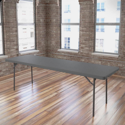 Dorel ZOWN 96" Commercial Blow Mold Folding Table - 4 Legs x 96" Table Top Width x 30" Table Top Depth - 29.30" Height - Gray - High-density Polyethylene (HDPE), Resin - 1 Each