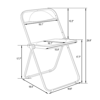 LeisureMod Lawrence Acrylic Folding Chair With Metal Frame, Set of 2 LF19CL2