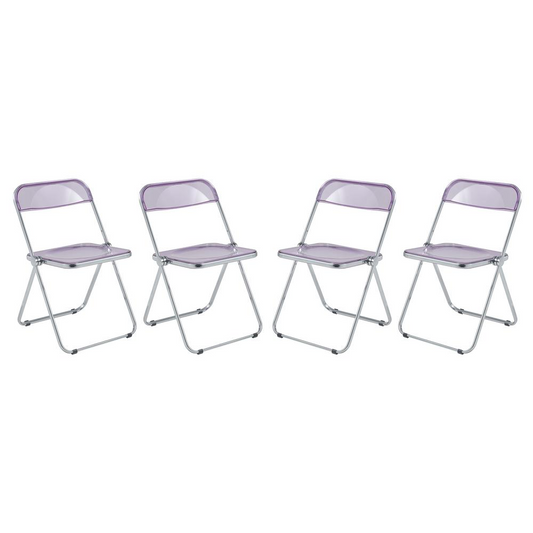 LeisureMod Lawrence Acrylic Folding Chair With Metal Frame, Set of 4 LF19PU4