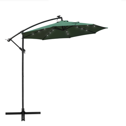 LeisureMod Willry Modern Outdoor 10 Ft Offset Cantilever Hanging Patio Umbrella With Solar Powered LED - Beige