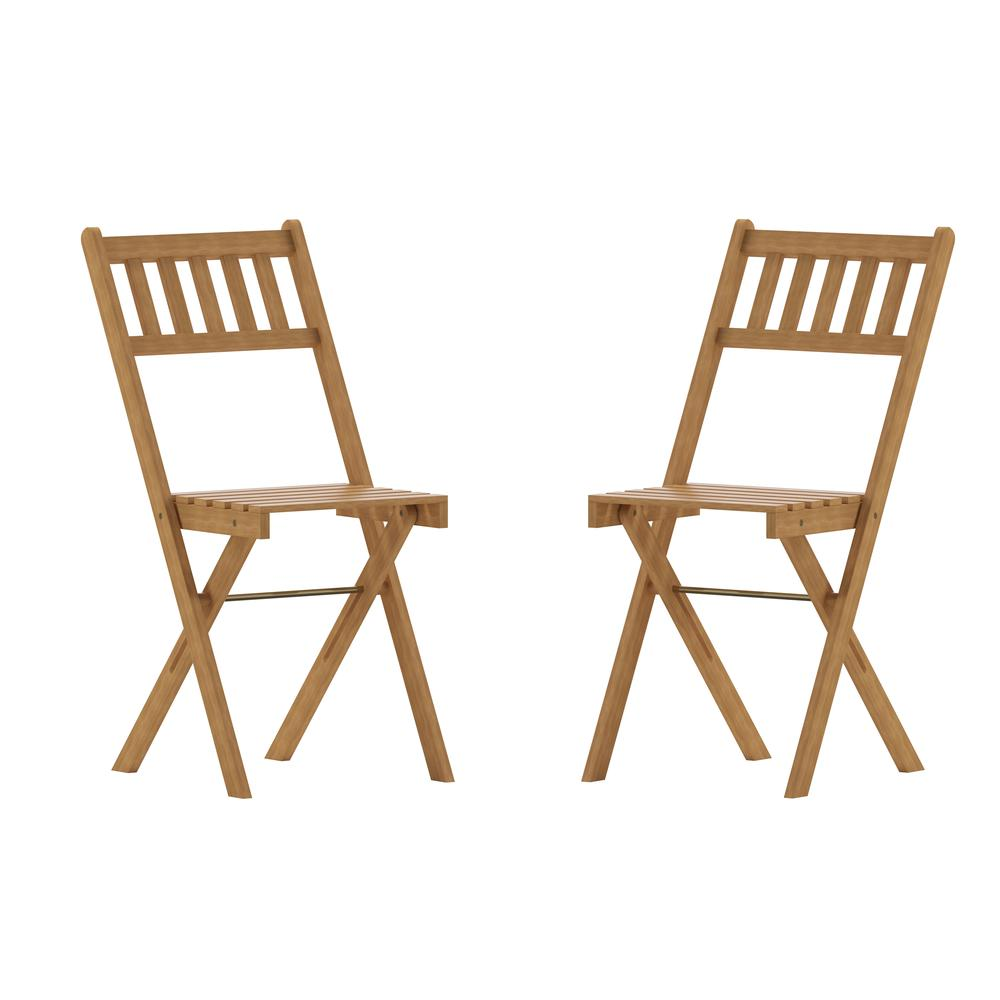 Martindale Indoor/Outdoor Folding Acacia Wood Patio Bistro Chairs