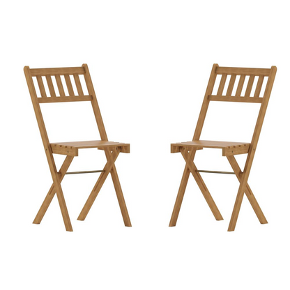 Martindale Indoor/Outdoor Folding Acacia Wood Patio Bistro Chairs