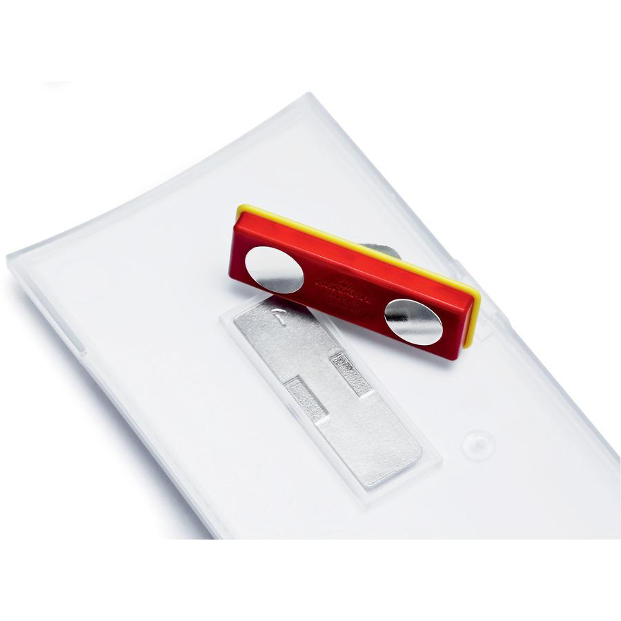 DURABLE&reg; CLICK FOLD&reg; Convex Magnetic Name Badge Holder - 2-1/8" x 3-5/8" - Plastic - Transparent - 10 / Box