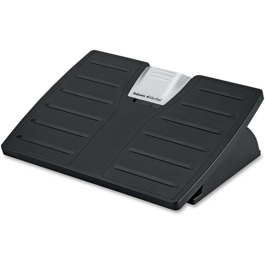 Fellowes Office Suites&trade; Adjustable Footrest with Microban&reg; - 30&deg; Tilt - Black, Silver