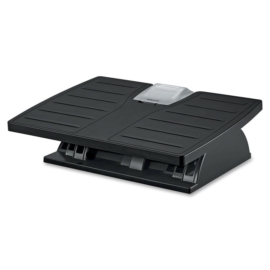 Fellowes Office Suites&trade; Adjustable Footrest with Microban&reg; - 30&deg; Tilt - Black, Silver
