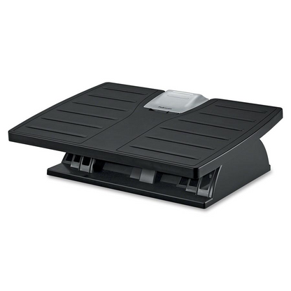Fellowes Office Suites&trade; Adjustable Footrest with Microban&reg; - 30&deg; Tilt - Black, Silver