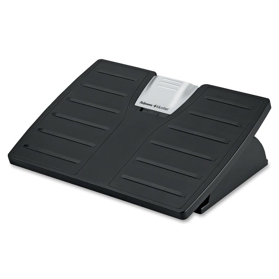 Fellowes Office Suites&trade; Adjustable Footrest with Microban&reg; - 30&deg; Tilt - Black, Silver