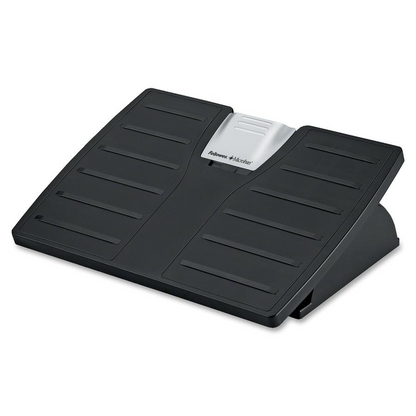 Fellowes Office Suites&trade; Adjustable Footrest with Microban&reg; - 30&deg; Tilt - Black, Silver