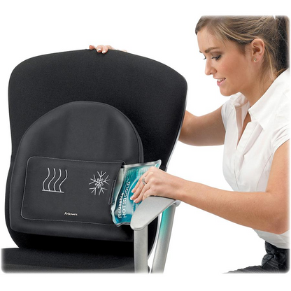 Fellowes Heat and Soothe Back Support - Strap Mount - Black