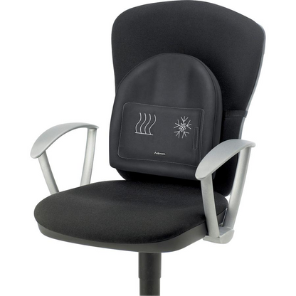 Fellowes Heat and Soothe Back Support - Strap Mount - Black