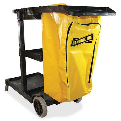 Genuine Joe Workhorse Janitor's Cart - x 40" Width x 20.5" Depth x 38" Height - Charcoal, Yellow - 1 Each