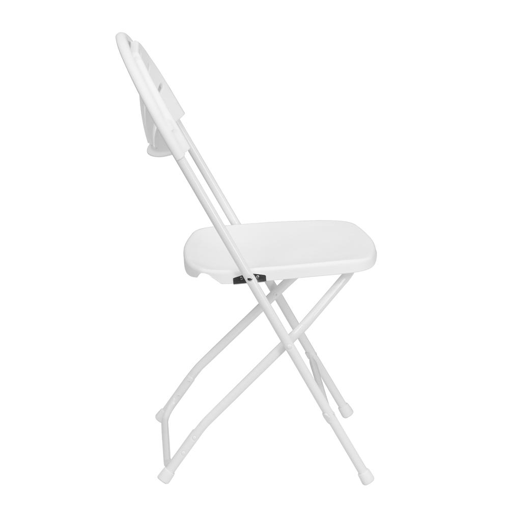 HERCULES Series 650 lb. Capacity White Plastic Fan Back Folding Chair