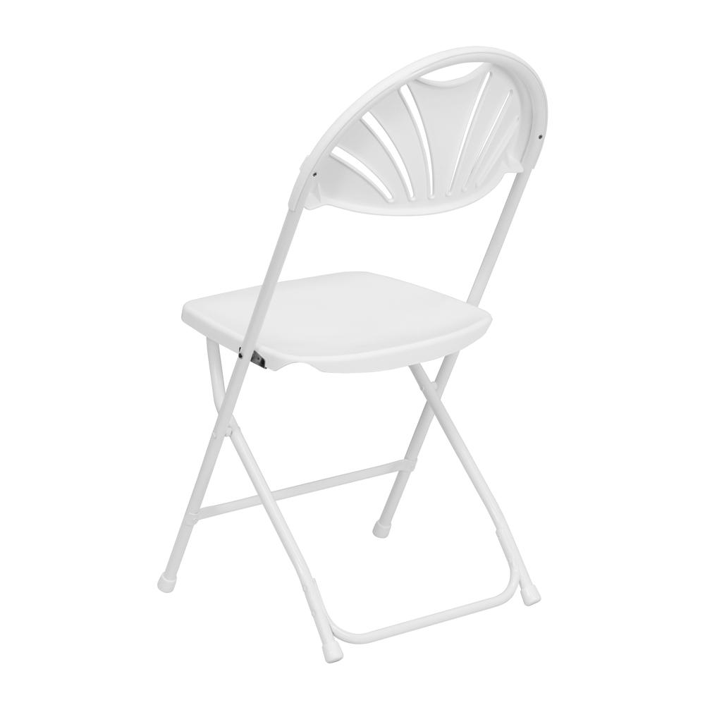 HERCULES Series 650 lb. Capacity White Plastic Fan Back Folding Chair