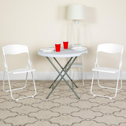 HERCULES Series 500 lb. Capacity Heavy Duty White Plastic Folding Chair with Built-in Ganging Brackets