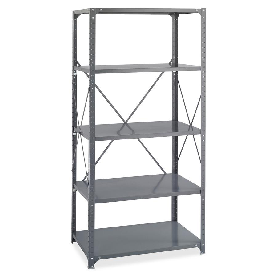 Safco Commercial Shelf Kit - 36" x 18" x 75" - 5 x Shelf(ves) - 3500 lb Load Capacity - Dark Gray - Powder Coated - Steel - Assembly Required