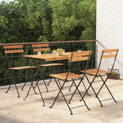 vidaXL 5 Piece Folding Bistro Set Solid Wood Acacia and Steel