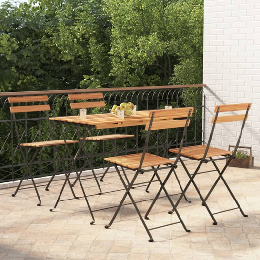 vidaXL 5 Piece Folding Bistro Set Solid Wood Acacia and Steel
