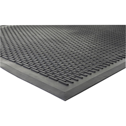 Genuine Joe Clean Step Scraper Floor Mats - Outside Entrance, Outdoor - 72" Length x 48" Width - Rubber - Black