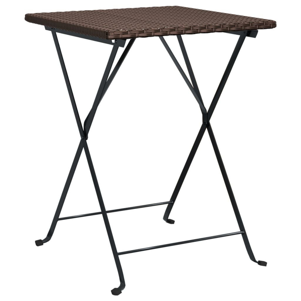 vidaXL 3 Piece Folding Bistro Set Brown Poly Rattan