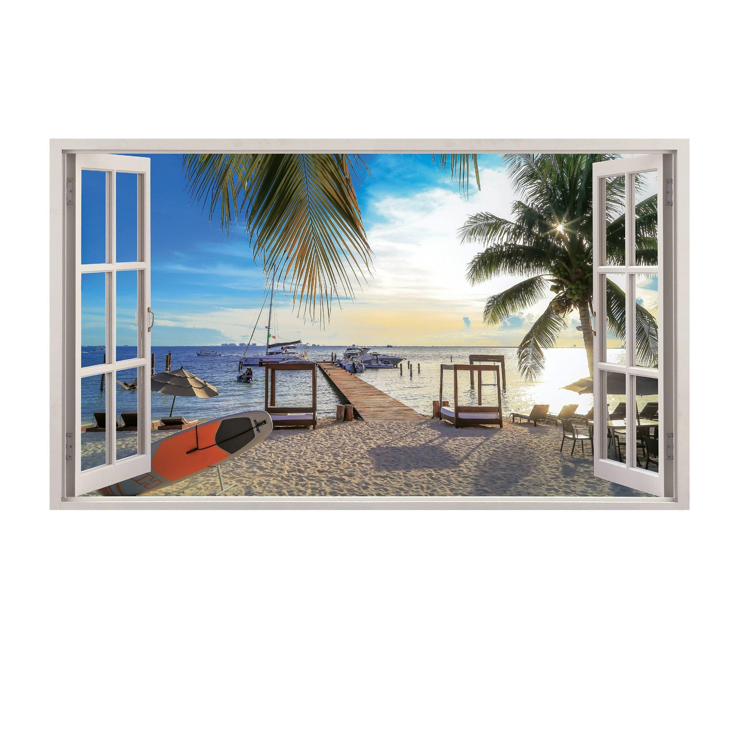 Tropical Paradise Wall Sticker, Window Decal for Interior Decorations