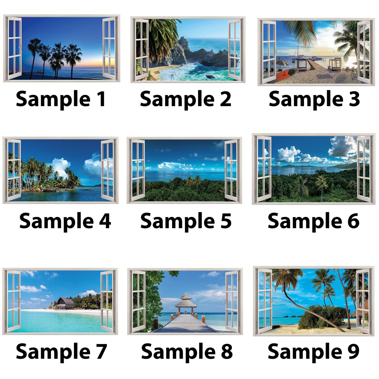 Tropical Paradise Wall Sticker, Window Decal for Interior Decorations