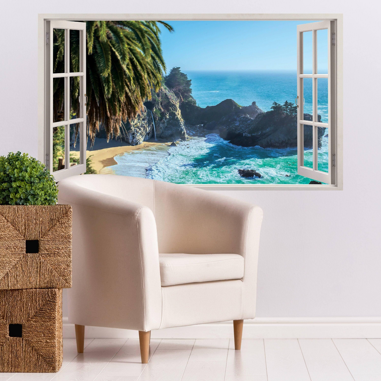 Tropical Paradise Wall Sticker, Window Decal for Interior Decorations