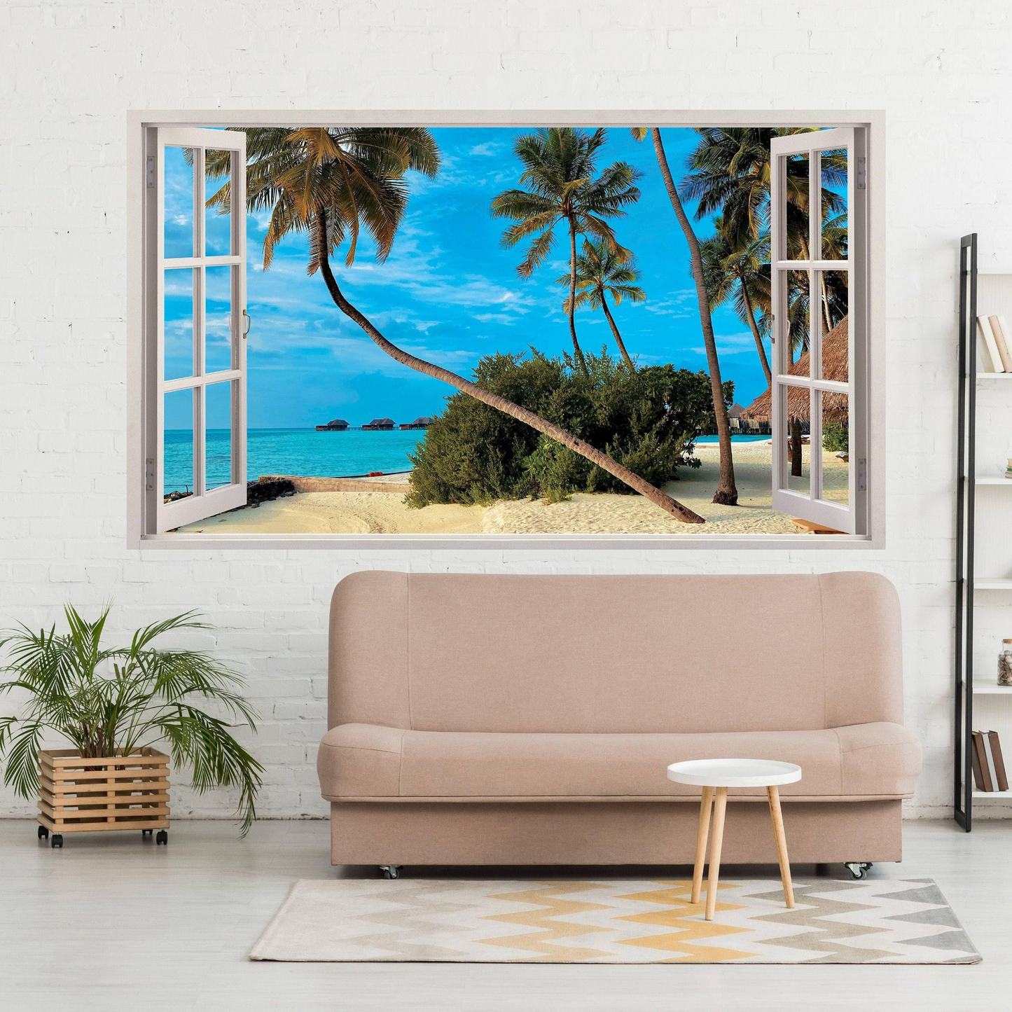 Tropical Paradise Wall Sticker, Window Decal for Interior Decorations