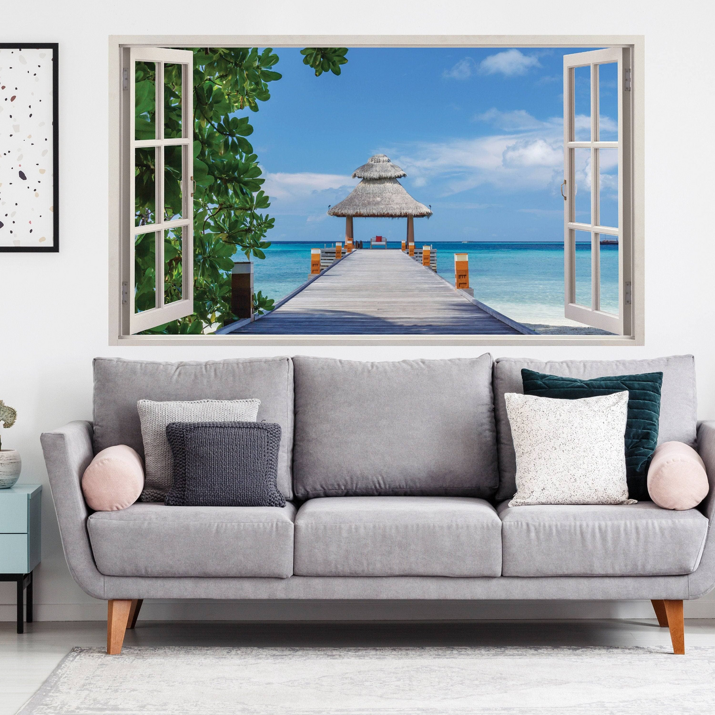 Tropical Paradise Wall Sticker, Window Decal for Interior Decorations
