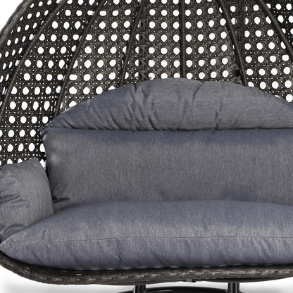 LeisureMod Charcoal Wicker Hanging 2 person Egg Swing Chair ESC57CBU