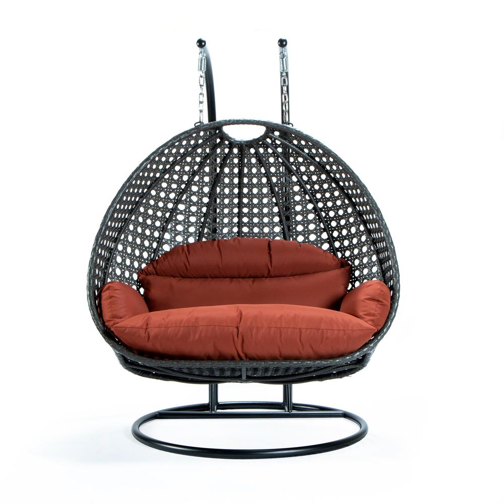 LeisureMod Charcoal Wicker Hanging 2 person Egg Swing Chair ESCCH-57DOR