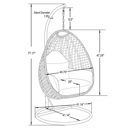 Beige Wicker Hanging Egg Swing Chair