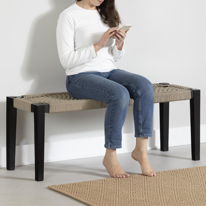Balka Wood Bench, Beige and Black