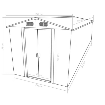 vidaXL Garden Shed 101.2"x117.3"x70.1" Metal Brown