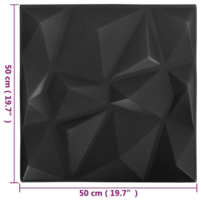 vidaXL 3D Wall Panels 48 pcs 19.7"x19.7" Diamond Black 129.2 ft²