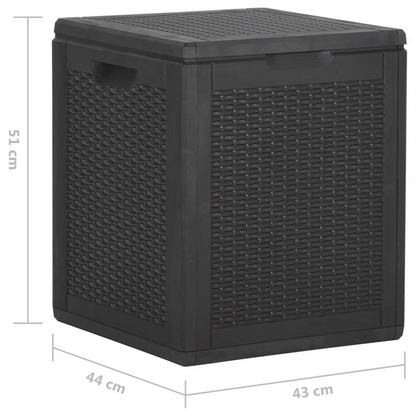 vidaXL Patio Storage Box 23.8 gal Black PP Rattan