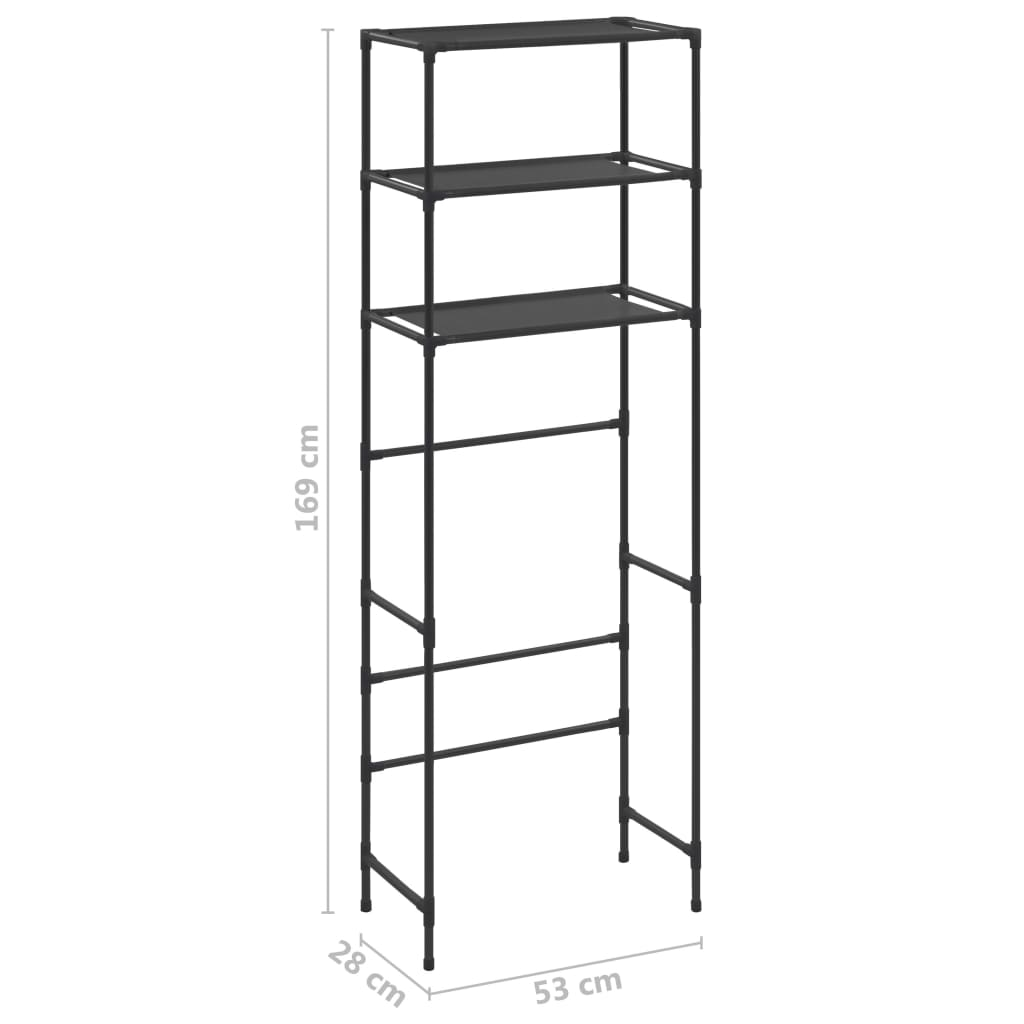 vidaXL 3-Tier Storage Rack over Toilet Black 20.9"x11"x66.5"