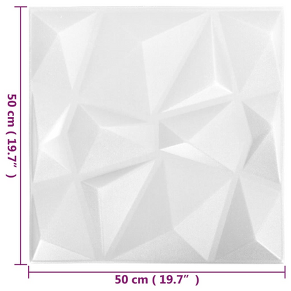 vidaXL 3D Wall Panels 12 pcs 19.7"x19.7" Diamond White 32.3 ft²