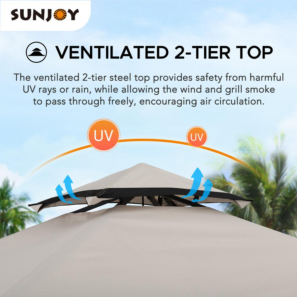 Sunjoy Mynah 5 x 8 ft Steel 2-Tier Grill Gazebo
