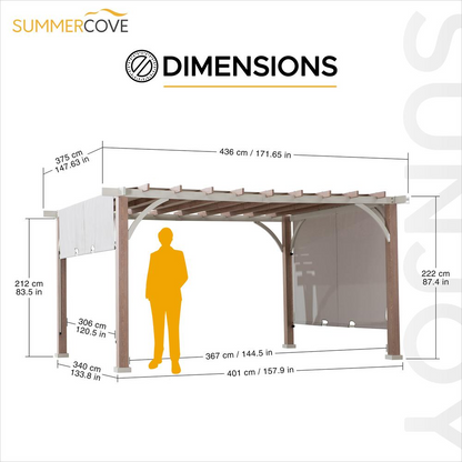Sunjoy Delrey 12 x 14 ft. Pergola with Adjustable Canopy, Light Gray
