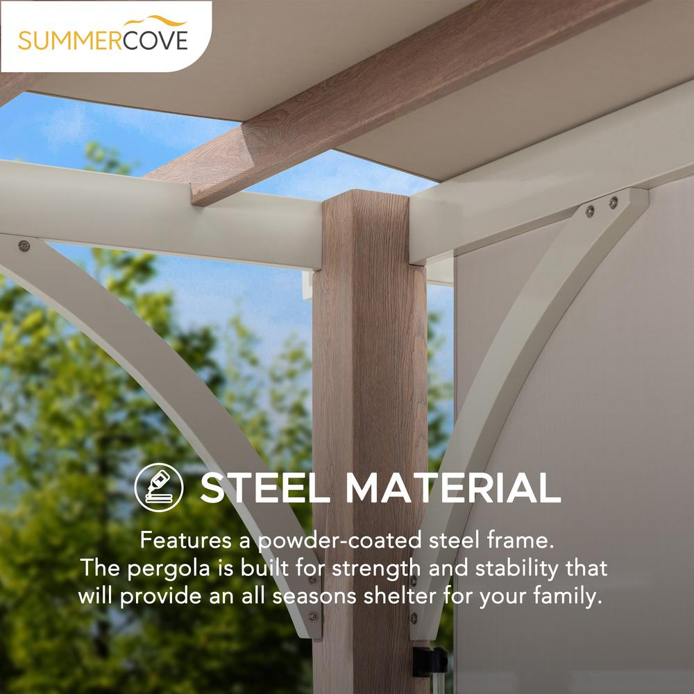 Sunjoy Delrey 12 x 14 ft. Pergola with Adjustable Canopy, Light Gray