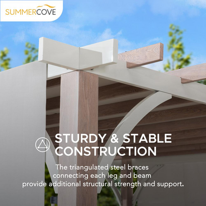 Sunjoy Delrey 12 x 14 ft. Pergola with Adjustable Canopy, Light Gray