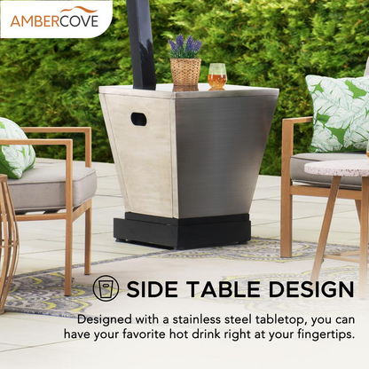Sunjoy 45,000 BTU Black Steel Outdoor Patio Portable Offset Propane Gas Heater