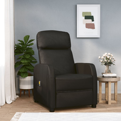 vidaXL Massage Reclining Chair Black Faux Leather