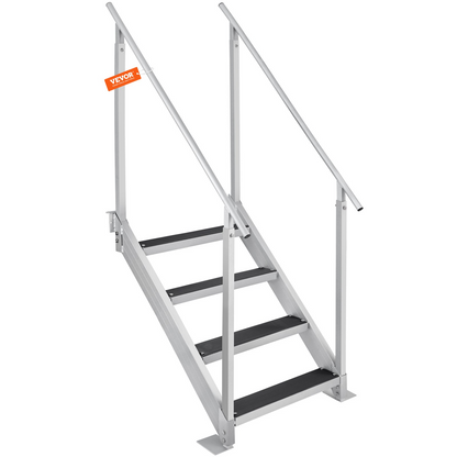 VEVOR Dock Ladder 4 Step, Dock Stairs 30''-38'' Adjustable Height, 500 lbs Load Capacity, Aluminum Pontoon Boat Ladder with Dual Handrails & Nonslip Rubber Mat for Ship/Lake/Pool/Marine Boarding