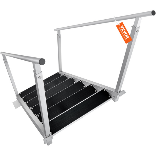 VEVOR Dock Ladder, 43''-51'' Adjustable Height, 500 lbs Load Capacity, Aluminum Alloy 6 Steps Pontoon Boat Ladder with Dual Handrails & Nonslip Rubber Mat, Ideal for Ship/Lake/Pool/Marine Boarding