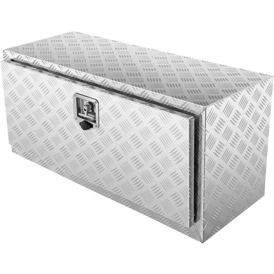 VEVOR Underbody Truck Box, 36"×14"×16" Pickup Storage Box, Heavy Duty Aluminum Diamond Plate Tool Box with Lock and Keys, Waterproof Trailer Storage Box with T-Handle Latch for Truck, Van, Trailer